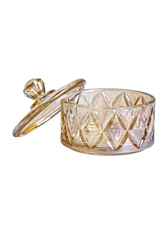 Конфетница с крышкой стеклянная коричневая для сладостей и подарков круглая ProDobro (364193245)