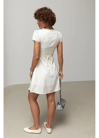 Молочное кэжуал платье Lurex в горошек