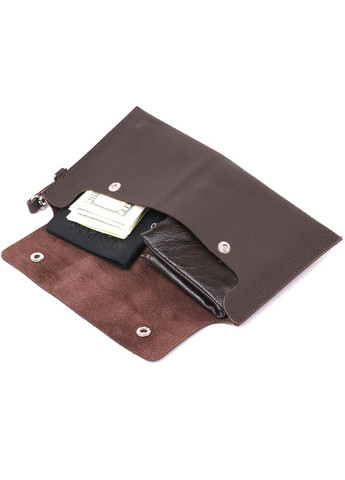 Шкіряна матова тревел-косметичка коричневий 16418 Shvigel (335425626)