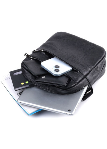 Мужская сумка кросс боди из зернистой натуральной кожи черная мессенджер 22847 Shvigel (329197436)