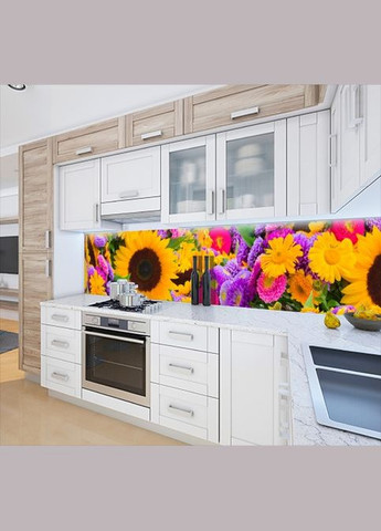 Кухонная панель жесткая ПЭТ цветочный матив, с двухсторонним скотчем 62 х 305 см, 1,2 мм Декоинт (278288398)