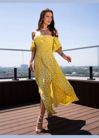 Желтое платье sa-522 жёлтое ISSA PLUS однотонное