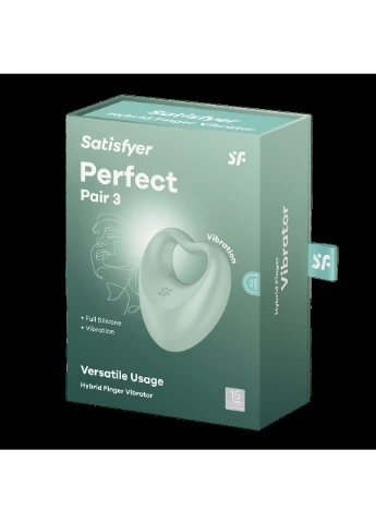2 в 1 вібратор для пар: віброкільце + вібратор на пальці Perfect Pair 3, колір: зелений (Німеччина) Satisfyer (383112414)