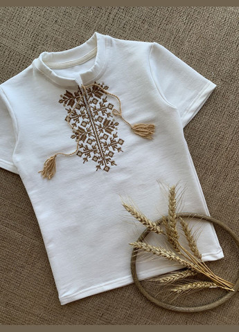 Футболка вишиванка біла дитяча для хлопчика, вишиванка короткий рукав для хлопчика, No Brand (341327831)