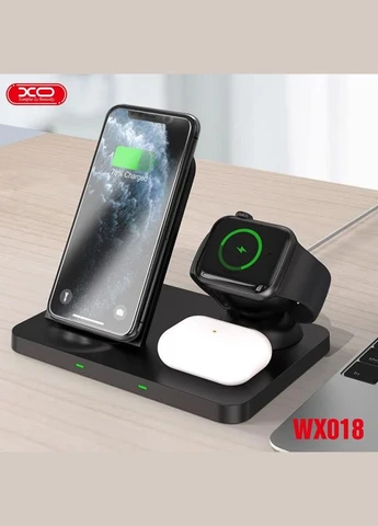 Докстанция 3-в-1 WX018 15W беспроводная зарядка для iPhone+iWatch+Airpods XO (293346111)