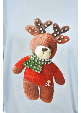 Голубой свитшот женский полубатальный голубого цвета Let's Shop однотонный без декора (350880077)