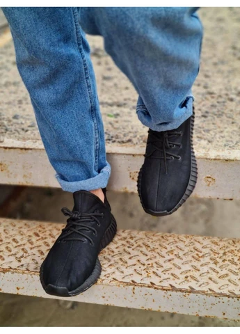 Чорні кросівки чоловічі adidas yeezy boost 350 mono black v2 адідас ізі буст чорні демісезон No Brand