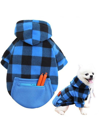 Худі для котів з кишенею Pet Style "Сосиска" Чорносиня клітинка 4XL No Brand - (323235215)