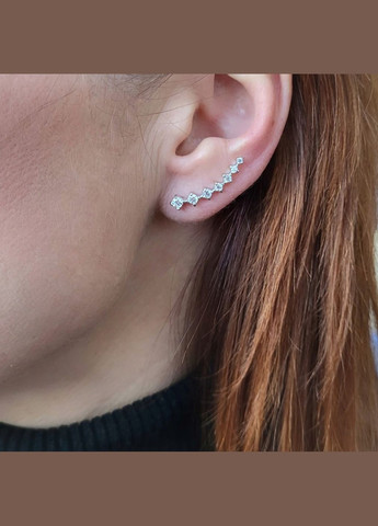 Срібні сережки каффи з камінням срібло 925 проби Родоване 531р 1.60г No Brand (306743050)