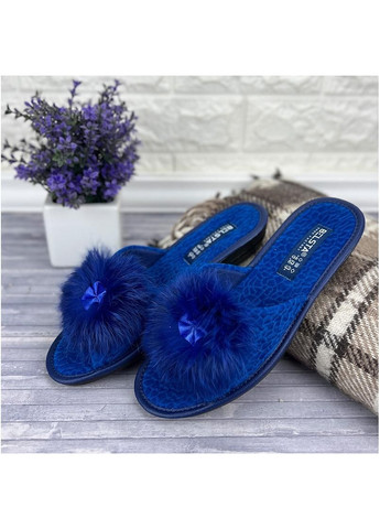 Жіночі кімнатні тапочки з пушком Е-00175-4 Сині No Brand (326598409)