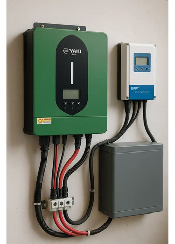 Гібридний сонячний інвертор Yaki SY‑6.2KW‑48V MPPT-контролером чиста синусоіда перетворювач для дому та офісу 6.5кВт AGM (370639646)