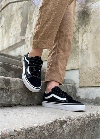 КЕДИ ЖІНОЧІ VANS OLD SKOOL V BLACK WHITE ВАНС ОЛД СКУЛ No Brand чорні демісезони (367174808)