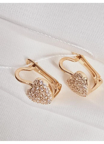 Детские золотые серьги «Сердечко» с фианитами 2109117101-1с SOVA jewelry house (393548256)