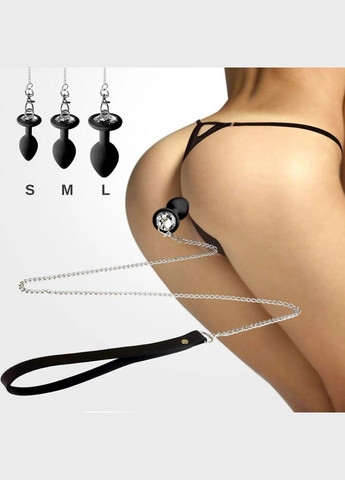 Силиконовая анальная пробка Art Sex Metal Anal Plug with Leash size L с поводком Black Art of Sex (335387754)