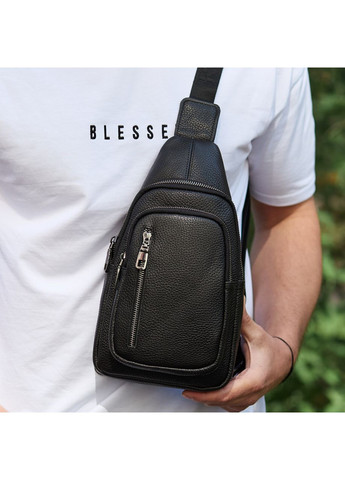 Сумка-слінг чоловіча чорна через плече з натуральної шкіри 32545 Tiding Bag (354832936)