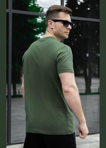 Хаки (оливковая) эффектная мужская футболка No Brand