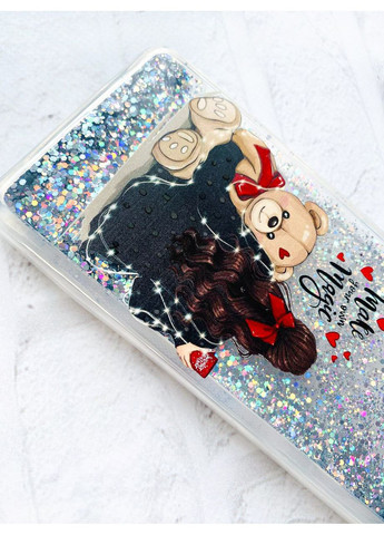 Чохол з плаваючими срібними блискітками на Samsung Galaxy A15 Дівчина з ведмедиком (принт 188) Creative (362025492)