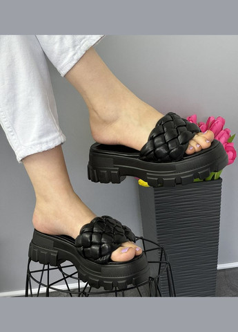 Черные женские шлепки на платформе mengfuna 1486 черные No Brand