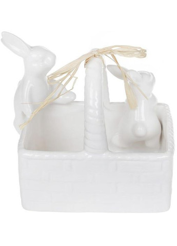 Цукерниця декоративна "Кошик з кроликами" 15.8х10.8х12.5см, білий Bona (339778103)
