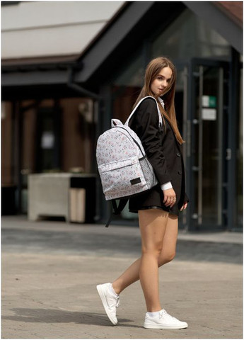 Женский рюкзак Brix с цветочным белым принтом. Sambag (302519120)