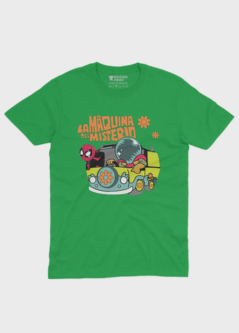 Зеленая демисезонная футболка для девочки с принтом супергероя - человек-паук (ts001-1-keg-006-014-016-g) Modno