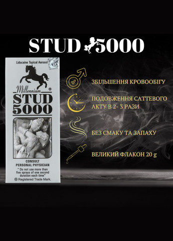 Спрей для удлинения полового акта Stud 5000 20мл No Brand (322595001)