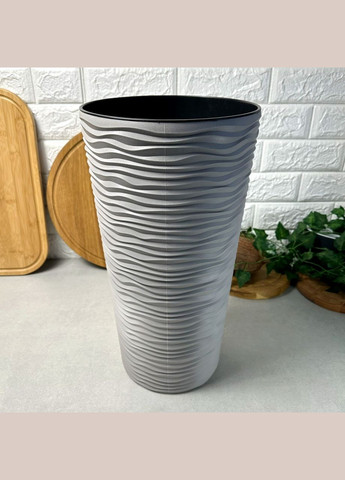 Конусное кашпо с волнистой поверхностью 5л, Какао Фьюжн Алеана (365814995)