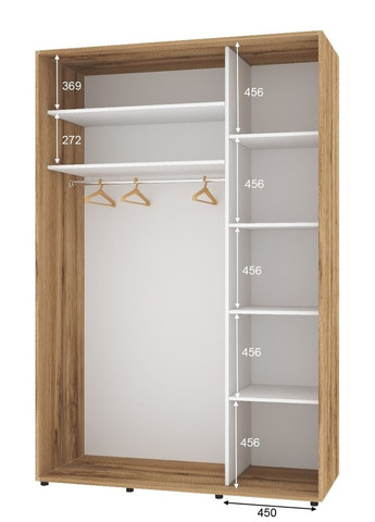 Шкаф-купе двухдверный Комфорт Мебель 130*60*240 см Дуб золотой 2 двери Зеркало Стандарт Комфорт Меблі (360435896)