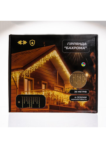 Новогодняя гирлянда уличная Бахрома 36 м 600 LED черный провод Мультиколор 36МBML Jooki (366037850)