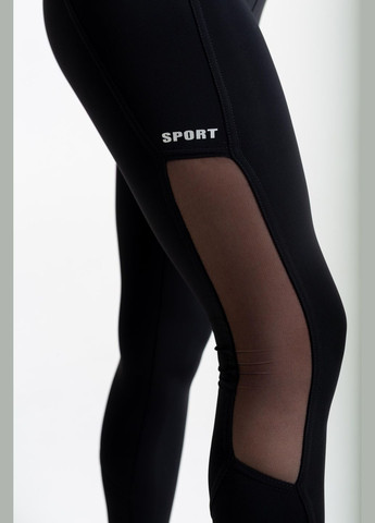 Женские спортивные лосины размер S черные со вставкой из сетки и эффектом push-up Opt-kolo (286785303)
