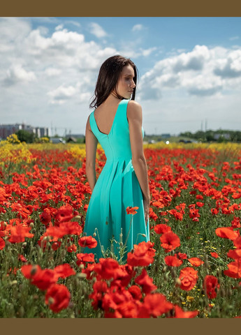 М'ятна повсякденний сукня кльош з тіару з спідницею-сонце No Brand однотонна