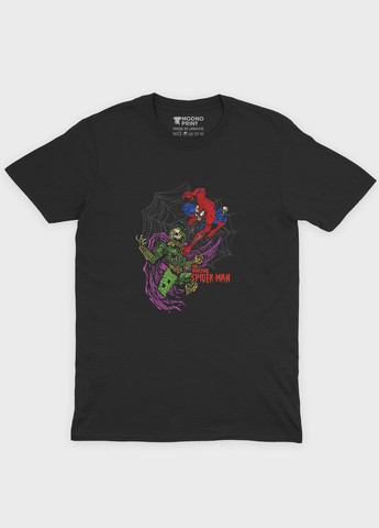 Чорна демісезонна футболка для хлопчика з принтом супергероя - людина-павук (ts001-1-bl-006-014-051-b) Modno