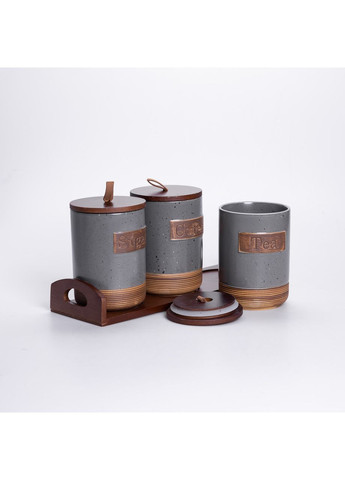 Набор фарфоровых банок для сыпучих 3 шт по 800 мл с крышками HP-26-1G Yiwu (365256744)