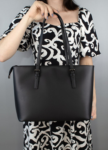 Сумка жіноча шопер шкіряна 01701_g велика з 2 ручками чорна Virginia Conti (301765868)