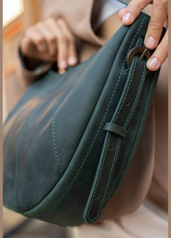 Шкіряна жіноча сумка Круасан зелена (A-026253) BlankNote сумка бохо (327874136)