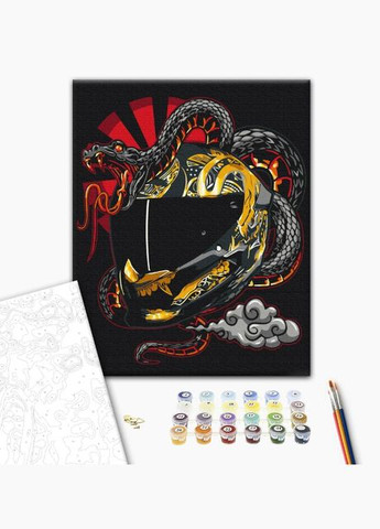 Картина за номерами Чоловіча Адреналін Набір для розпису Мотошолом з золотою фарбою 40x50 BS53715 Brushme (308987875)