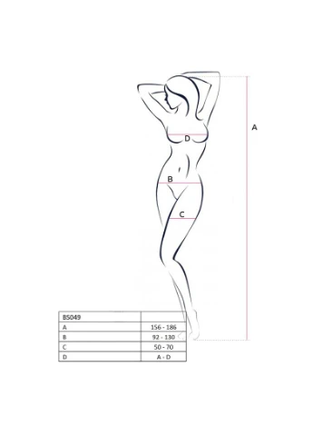 Бодистокинг BS049 white, комбинезон, имитация топа, чулок и пояса S/M/L Passion белый откровенный нейлон