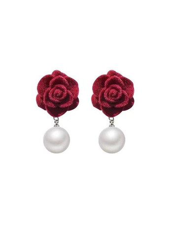 Сережкигвоздики Троянда зі штучними перлами No Brand (284725502)
