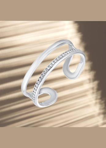 Серебряное кольцо колечко без камней Двойное 16 - 17 размер серебро 925 пробы Родированное 81727 1.47г Nobrand (363969158)