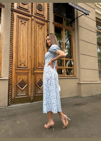 Блакитна повсякденний сукня жіноча Україна з квітковим принтом