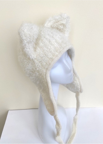Зимова В’язана Жіноча Шапка Вушками Теплий та Стильний Капор на Зав’язках No Brand (363838652)