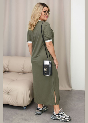 Оливковое (хаки) повседневный платье Україна однотонное