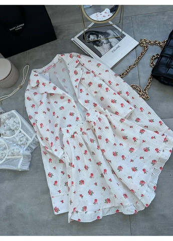 Біла всесезон жіноча піжама сорочка + шорти No Brand