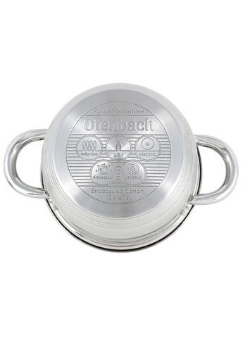 Кастрюля с крышкой Ofenbach 1.1л из нержавеющей стали и пустыми ручками для индукции и газа KM-100510 Kamille (371898437)