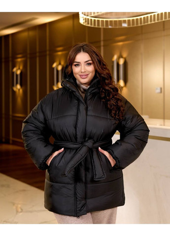 Чорна демісезонна куртка жіноча тепла Style Point