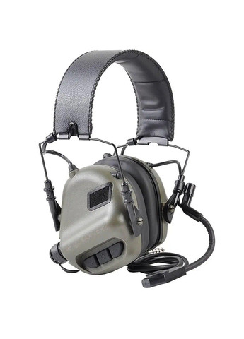 Тактические активные наушники Earmor М32 + крепление чебурашка OPS Core Оливковый No Brand (332635483)