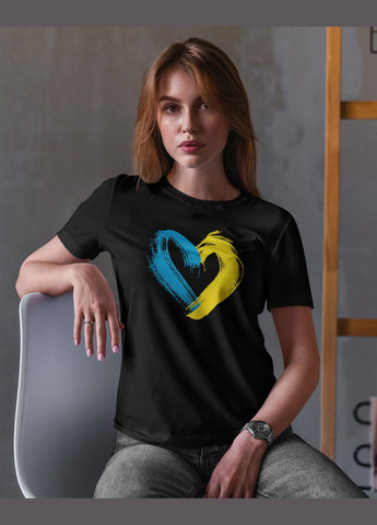 Чорна літня жіноча патріотична футболка з українською символікою 44 Mishe 200040010