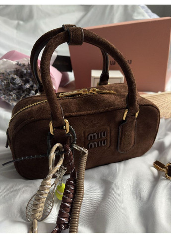 Замшева сумка Miu Miu Arcadie Suede Bag Brown + підвіска Коричневий No Brand (369503687)