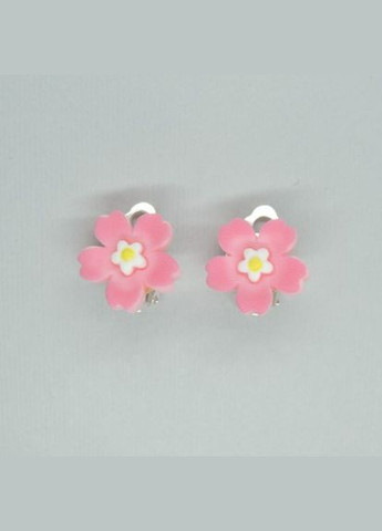 Сережки кліпси дитячі для вух без пробивання квітка Рожеве Яблучне цвітіння Liresmina Jewelry (285111040)