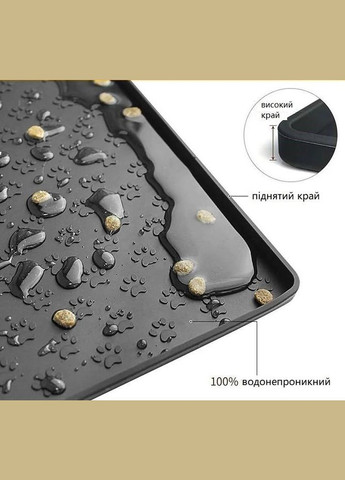 Силіконовий килимок під миску для собак та котів чорний 48х30 см 800316 Ecotoys (269341828)